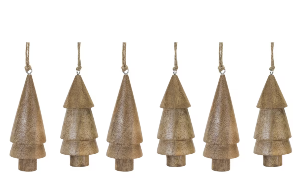 wooden tree shaped ornaments all natural